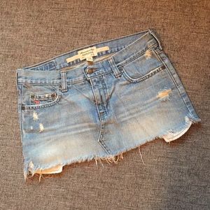 Abercrombie distressed denim mini skirt